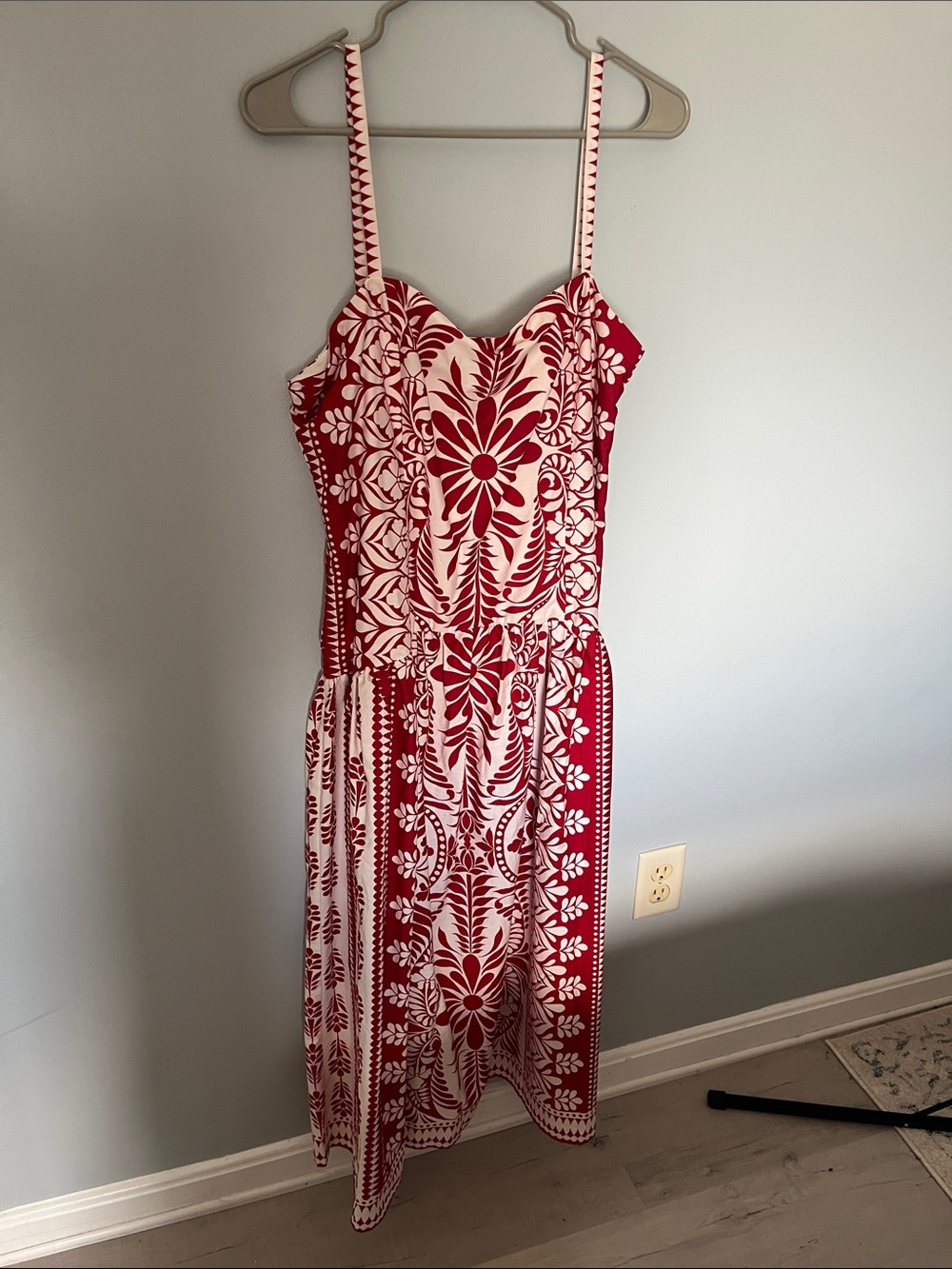 Francesca's Collections Red and White Floral Midi Sundress